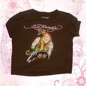 Ed Hardy 2000’s Brown Tee Y2K